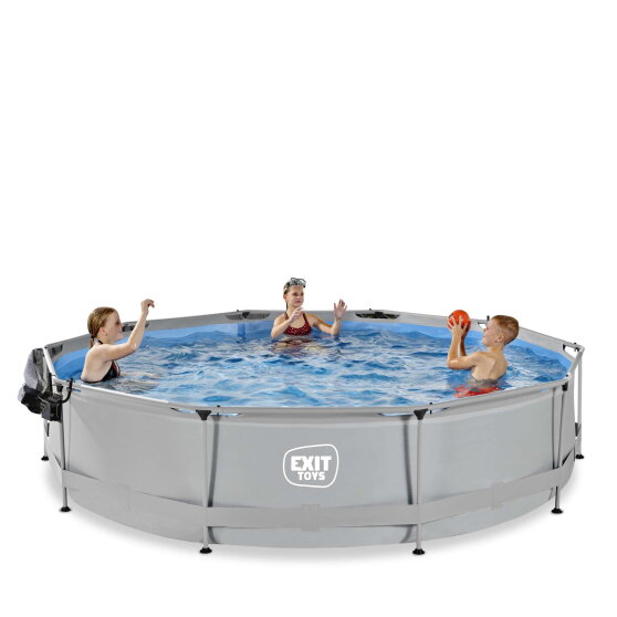 Piscina EXIT Soft Grey &oslash;360x76cm con pompa filtro e copertura - grigio