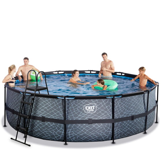 Piscina EXIT Stone ø488x122cm con pompa filtro - grigia