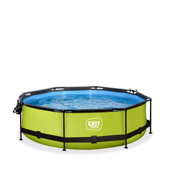 Piscina EXIT Lime &oslash;300x76cm con pompa filtro e copertura - verde