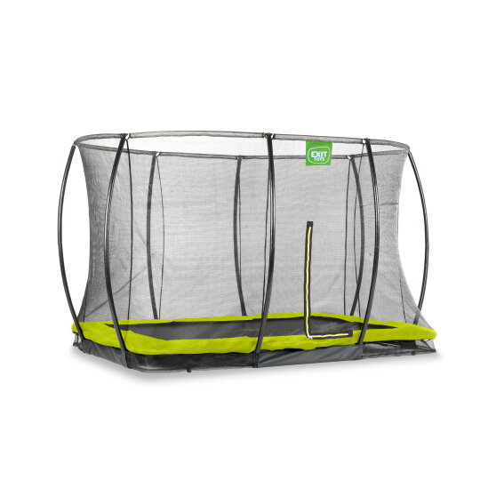 Trampolino elastico interrato EXIT Silhouette 244x366cm con rete di sicurezza - verde