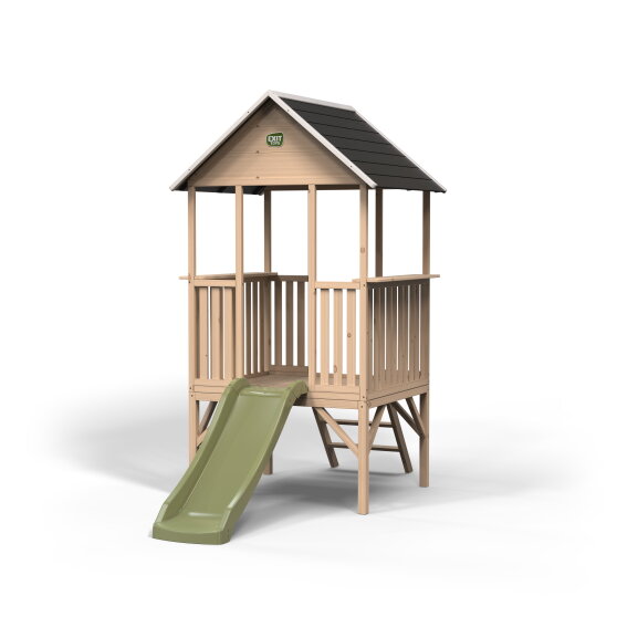 Casetta da gioco in legno per bambini EXIT Panorama 300 con scivolo