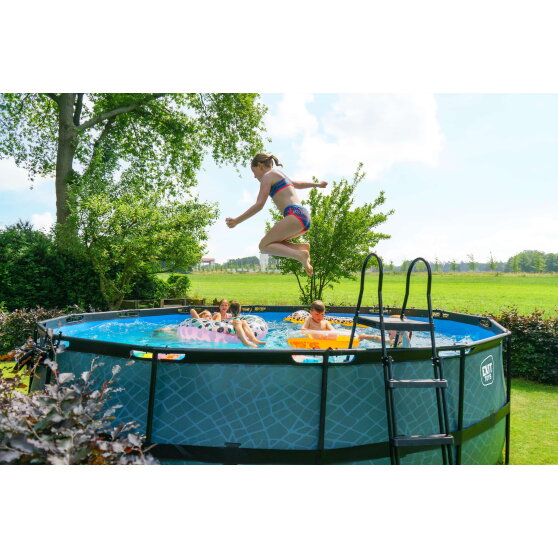 Piscina EXIT Wood &oslash;488x122cm con pompa filtro - marrone