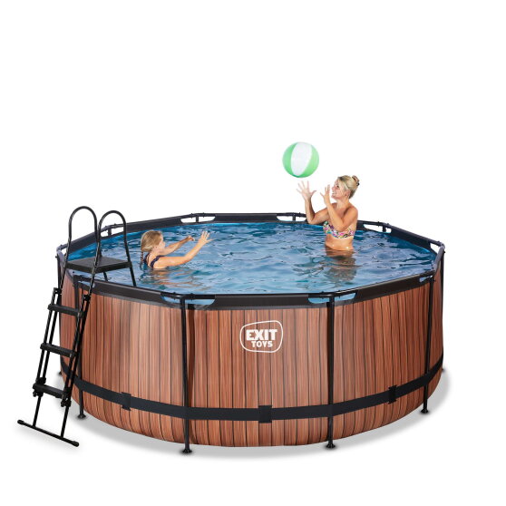 Piscina EXIT Wood &oslash;360x122cm con pompa filtro a sabbia - marrone