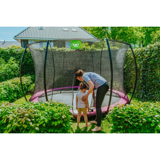 Trampolino elastico interrato EXIT Silhouette ø366cm con rete di sicurezza - rosa