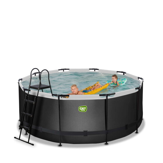 Piscina EXIT Black Leather &oslash;360x122cm con pompa filtro a sabbia - nero