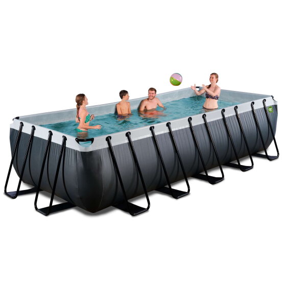 Piscina EXIT Black Leather 540x250x122cm con pompa filtro - nero