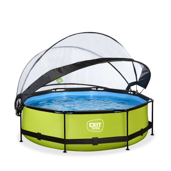 Piscina EXIT Lime &oslash;300x76cm con pompa filtro e copertura - verde
