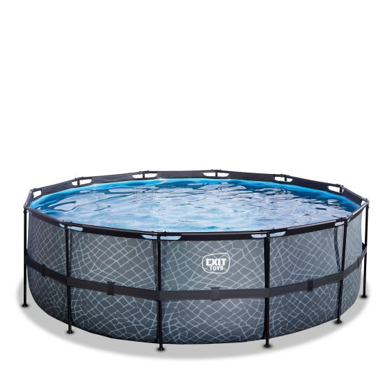 Piscina EXIT Stone ø427x122cm con pompa filtro a sabbia - grigia
