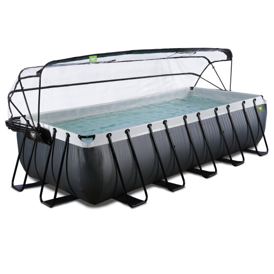 EXIT Black Leather pool 540x250x122cm with sand filter pump and dome - black