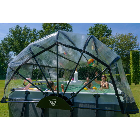 Piscina EXIT Black Leather 540x250x122cm con pompa filtro a sabbia e copertura e set accessori - nero