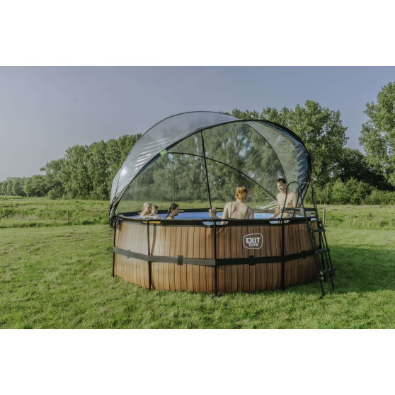 Piscina EXIT Black Leather ø427x122cm con pompa filtro a sabbia e copertura - nero