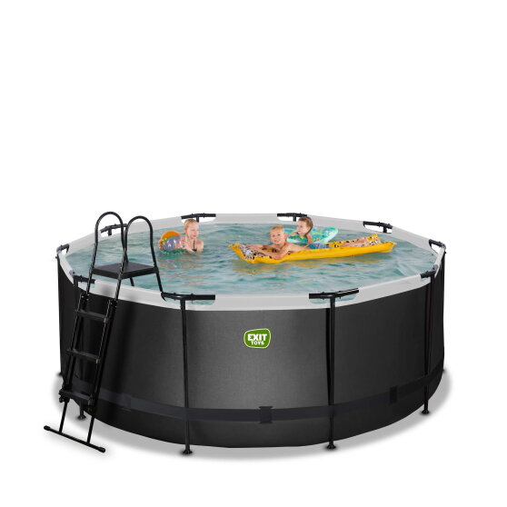 Piscina EXIT Black Leather &oslash;360x122cm con pompa filtro a sabbia - nero