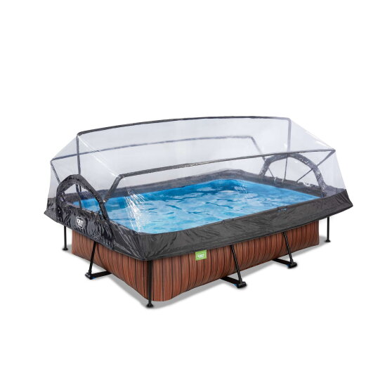 Piscina EXIT Wood 220x150x65cm con pompa filtro e copertura - marrone