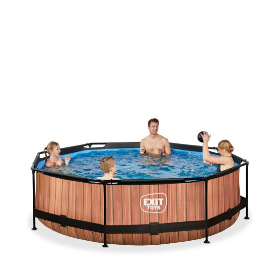 Piscina EXIT Wood ø300x76cm con pompa filtro - marrone