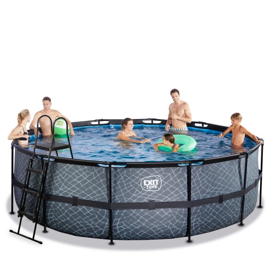 EXIT Stone pool ø450x122cm with sand filter pump - grey