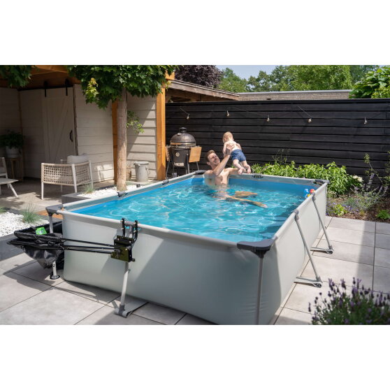 Piscina EXIT Soft Grey 300x200x65cm con pompa filtro e pensilina - grigio
