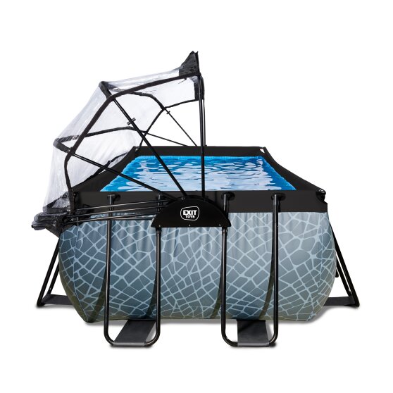 EXIT Stone pool 400x200x100cm with sand filter pump and dome - grey