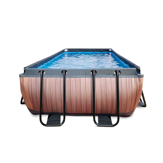 EXIT Wood pool 540x250x100cm with sand filter pump - brown