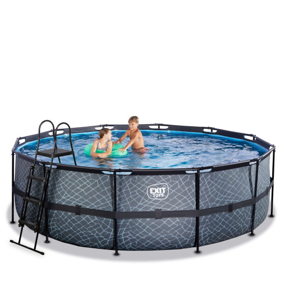 Piscina EXIT Stone ø450x122cm con pompa filtro a sabbia - grigia