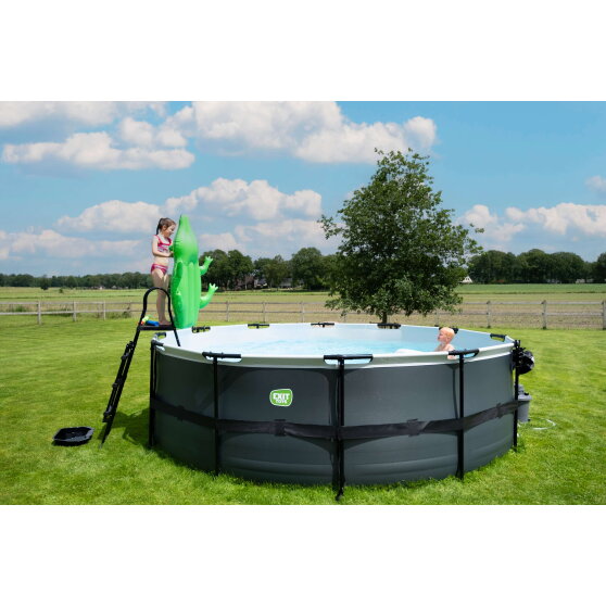 Piscina EXIT Black Leather ø450x122cm con pompa filtro a sabbia - nero