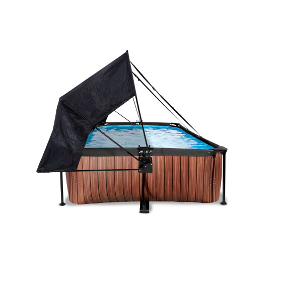 Piscina EXIT Wood 220x150x65cm con pompa filtro e pensilina - marrone