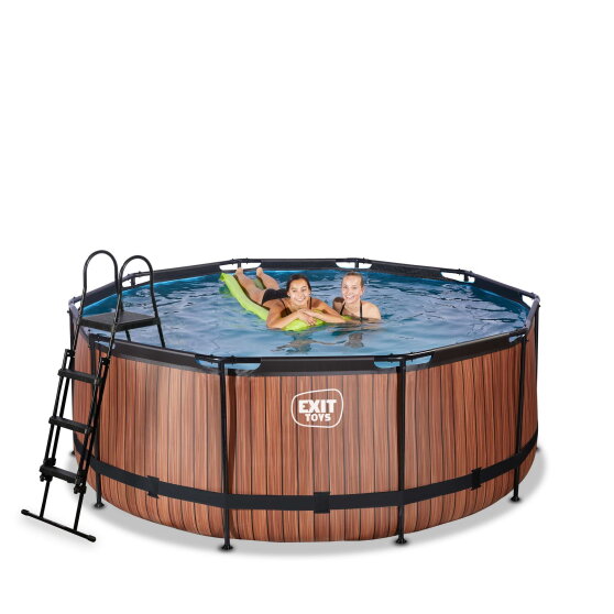 Piscina EXIT Wood &oslash;360x122cm con pompa filtro a sabbia - marrone