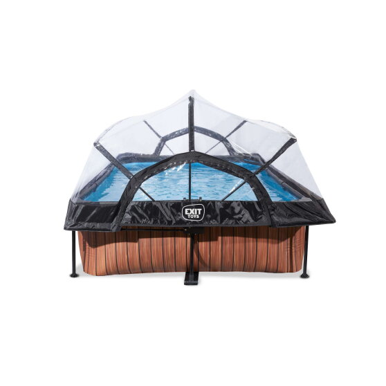 Piscina EXIT Wood 300x200x65cm con pompa filtro e copertura - marrone
