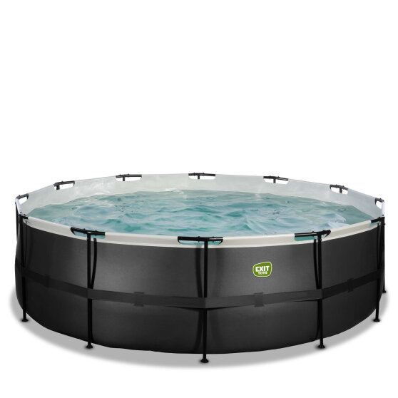 Piscina EXIT Black Leather ø450x122cm con pompa filtro a sabbia - nero