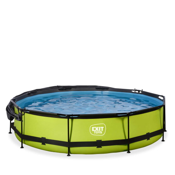 Piscina EXIT Lime &oslash;360x76cm con pompa filtro e pensilina - verde