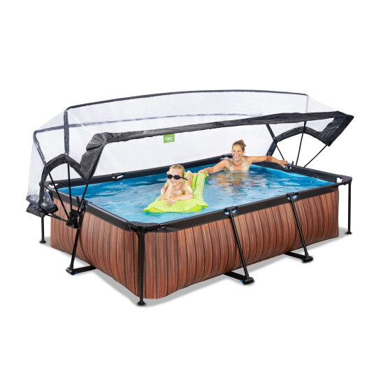 Piscina EXIT Wood 300x200x65cm con pompa filtro e copertura - marrone
