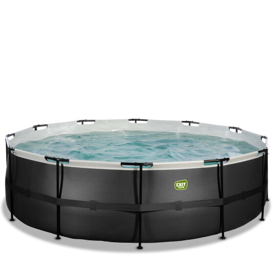 Piscina EXIT Black Leather ø488x122cm con pompa filtro - nero