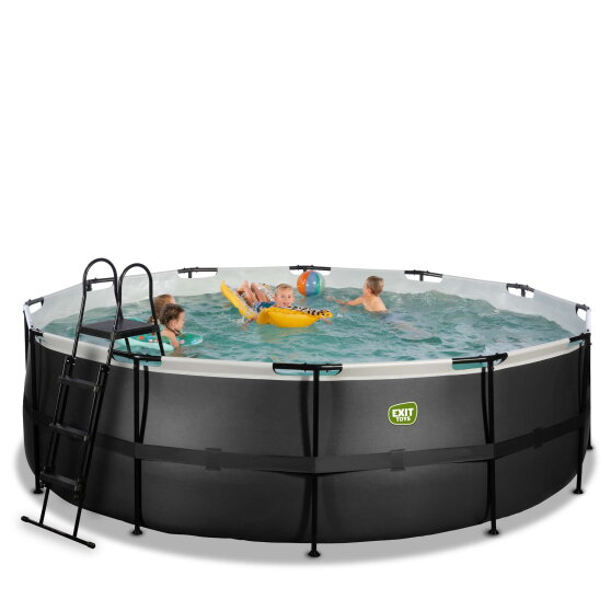 Piscina EXIT Black Leather ø450x122cm con pompa filtro a sabbia - nero
