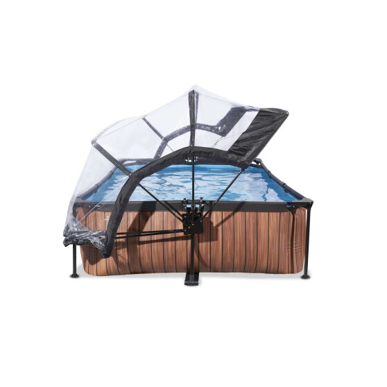 Piscina EXIT Wood 300x200x65cm con pompa filtro e copertura - marrone