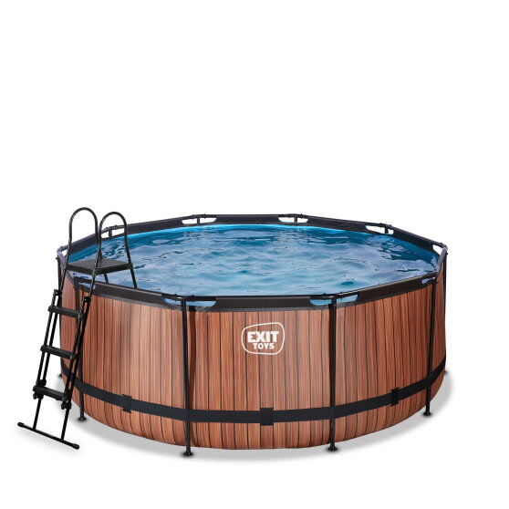 Piscina EXIT Wood &oslash;360x122cm con pompa filtro - marrone