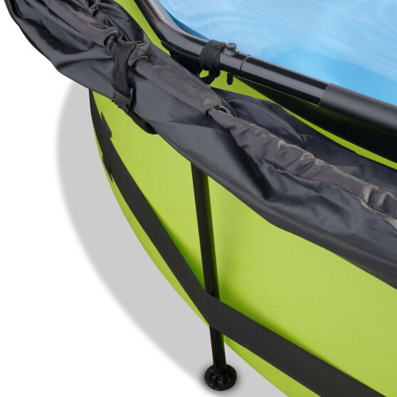 Piscina EXIT Lime &oslash;360x76cm con pompa filtro e pensilina - verde