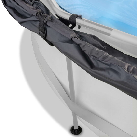 Piscina EXIT Soft Grey ø360x76cm con pompa filtro e pensilina - grigio