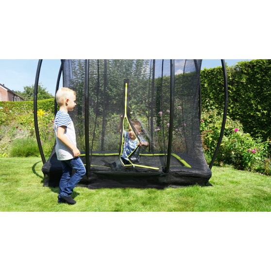 Trampolino elastico interrato EXIT Silhouette 153x214cm con rete di sicurezza - nero