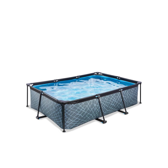 Piscina EXIT Stone 220x150x65cm con pompa filtro - grigia