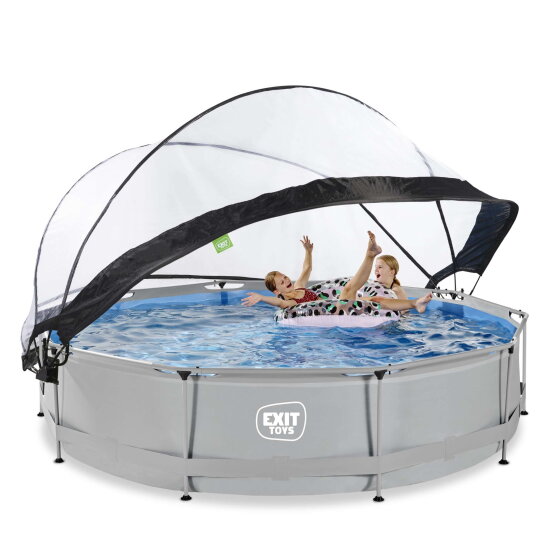 Piscina EXIT Soft Grey &oslash;360x76cm con pompa filtro e copertura - grigio