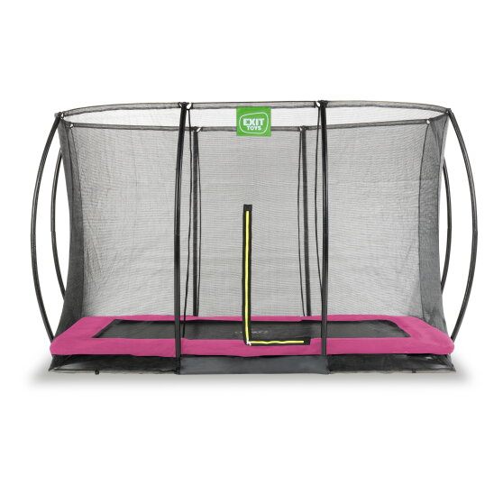 Trampolino elastico interrato EXIT Silhouette 244x366cm con rete di sicurezza - rosa