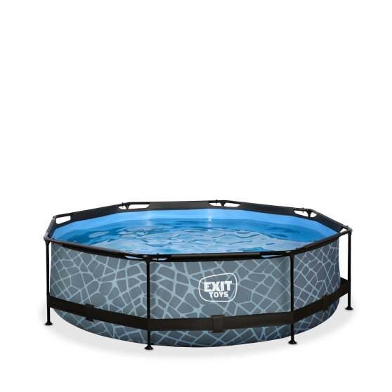 Piscina EXIT Stone &oslash;300x76cm con pompa filtro - grigia