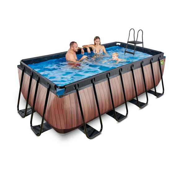 Piscina EXIT Wood 400x200x122cm con pompa filtro - marrone
