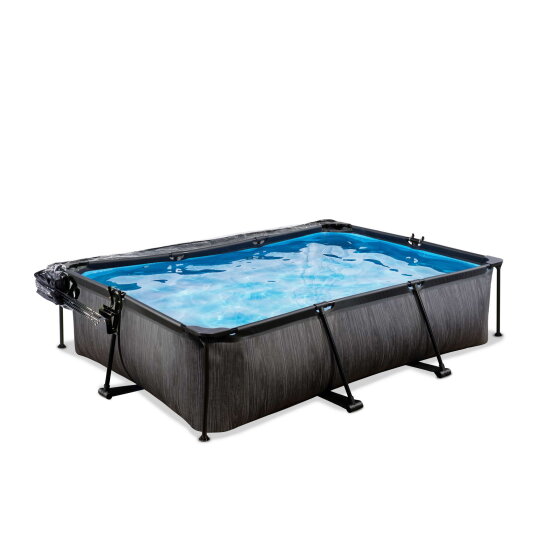 Piscina EXIT Black Wood 300x200x65cm con pompa filtro e copertura - nero