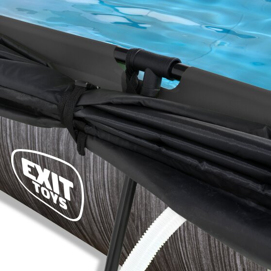 EXIT Black Wood pool 300x200x65cm with filter pump and canopy - black