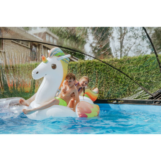 Piscina EXIT Stone ø427x122cm con pompa filtro a sabbia e copertura - grigio