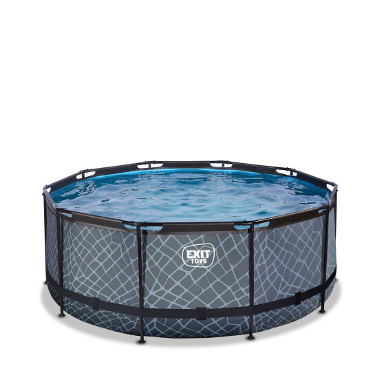 Piscina EXIT Stone ø360x122cm con pompa filtro - grigia