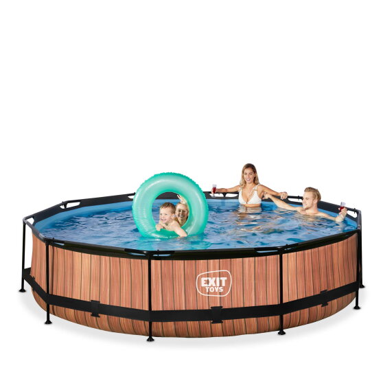 Piscina EXIT Wood &oslash;360x76cm con pompa filtro - marrone