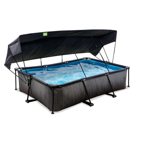 Piscina EXIT Black Wood 300x200x65cm con pompa filtro e pensilina - nero