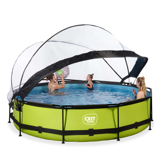Piscina EXIT Lime ø360x76cm con pompa filtro e copertura - verde