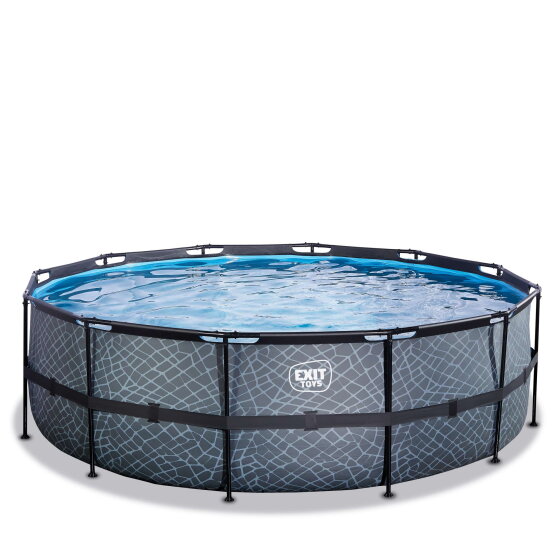Piscina EXIT Stone ø450x122cm con pompa filtro a sabbia - grigia